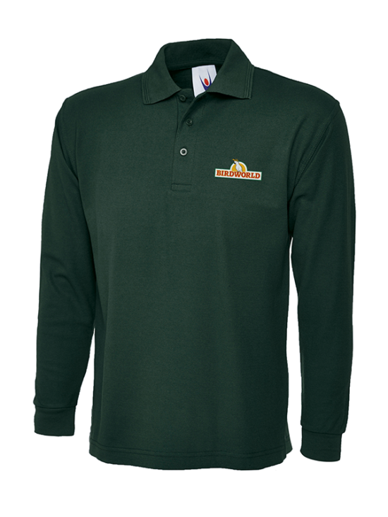 Bottle Green Unisex Long Sleeve Polo Shirt