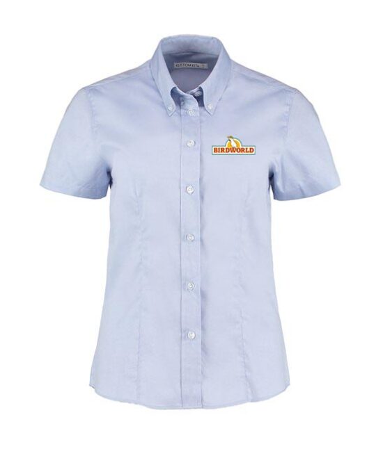 Women's Light Blue Short Sleeve Oxford Blouse